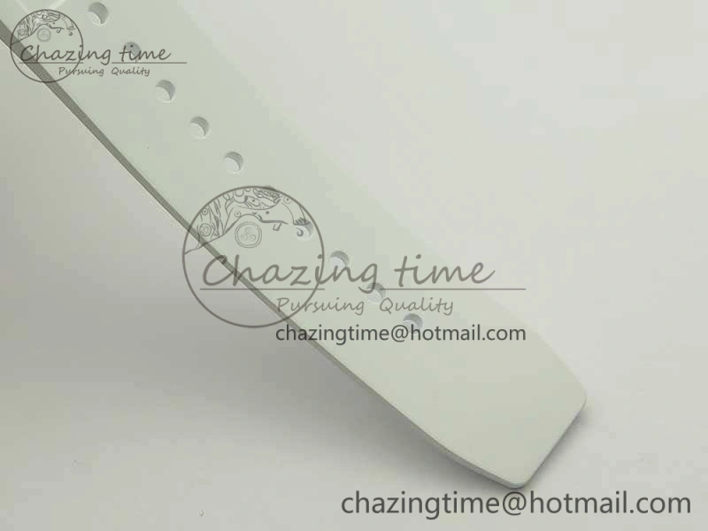 RM055 Real All White Ceramic KVF Best Edition Skeleton Dial Red On Rubber Strap MIYOTA8215 V2