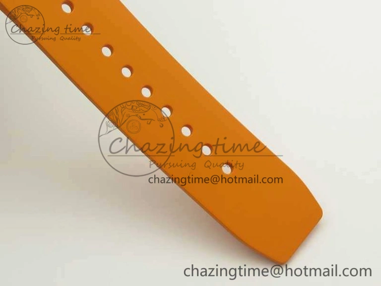 RM055 Real All White Ceramic KVF Best Edition Skeleton Dial White On Orange Rubber Strap MIYOTA8215 V2
