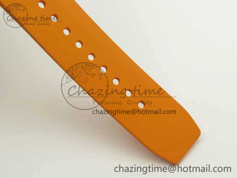 RM055 Real All White Ceramic KVF Best Edition Skeleton Dial White On Orange Rubber Strap MIYOTA8215 V2