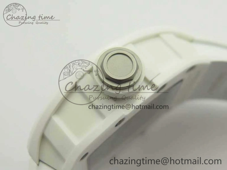 RM055 Real All White Ceramic KVF Best Edition Skeleton Dial White On Rubber Strap MIYOTA8215 V2