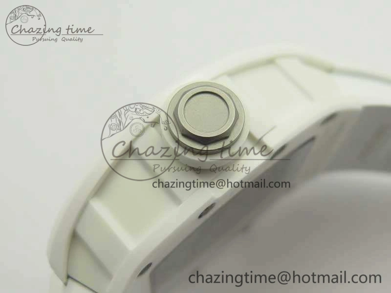 RM055 Real All White Ceramic KVF Best Edition Skeleton Dial White On Rubber Strap MIYOTA8215 V2