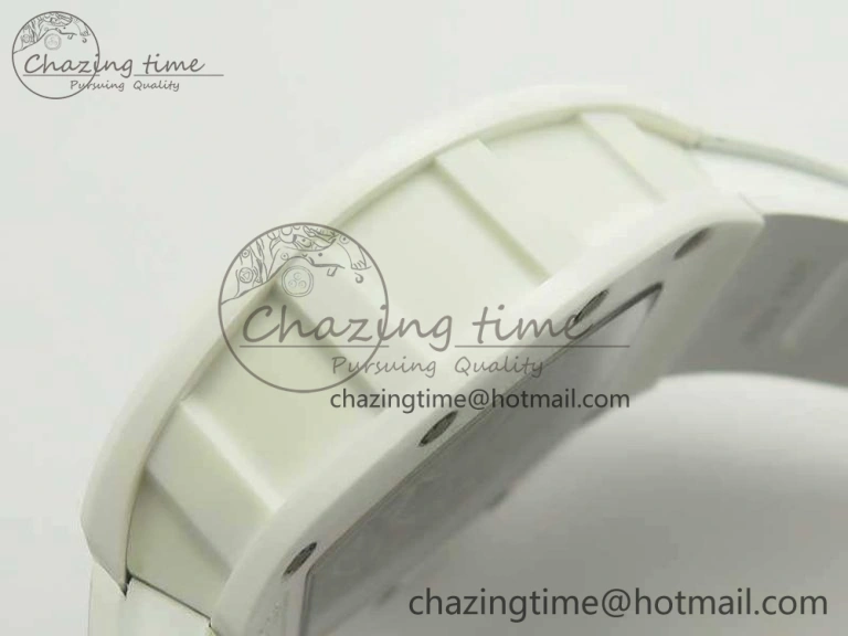 RM055 Real All White Ceramic KVF Best Edition Skeleton Dial White On Rubber Strap MIYOTA8215 V2