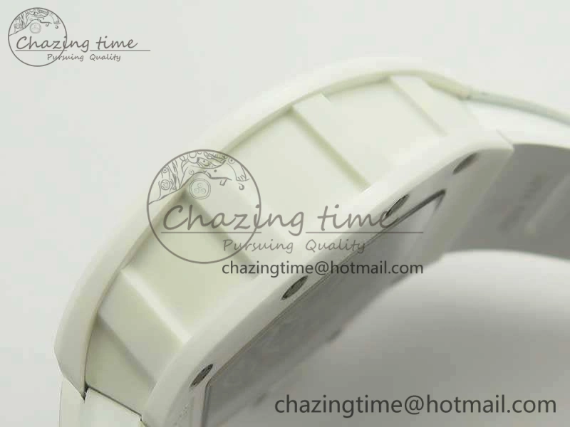 RM055 Real All White Ceramic KVF Best Edition Skeleton Dial White On Rubber Strap MIYOTA8215 V2