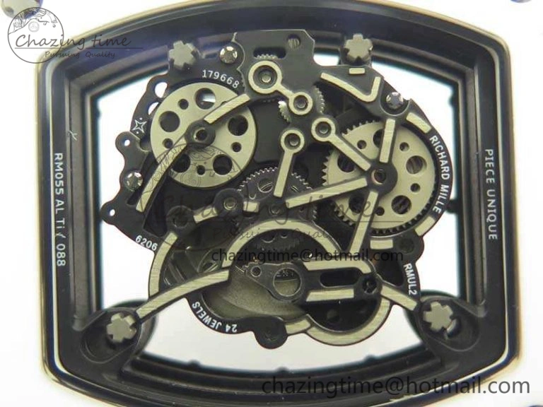RM055 Real All White Ceramic KVF Best Edition Skeleton Dial White On Rubber Strap MIYOTA8215 V2
