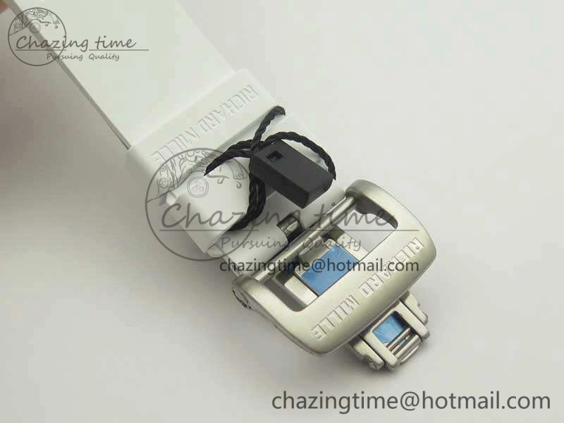 RM055 Real All White Ceramic KVF Best Edition Skeleton Dial White On Rubber Strap MIYOTA8215 V2