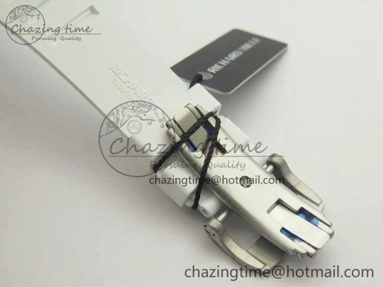 RM055 Real All White Ceramic KVF Best Edition Skeleton Dial White On Rubber Strap MIYOTA8215 V2