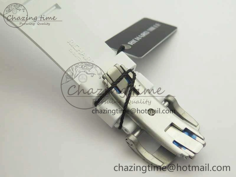 RM055 Real All White Ceramic KVF Best Edition Skeleton Dial White On Rubber Strap MIYOTA8215 V2