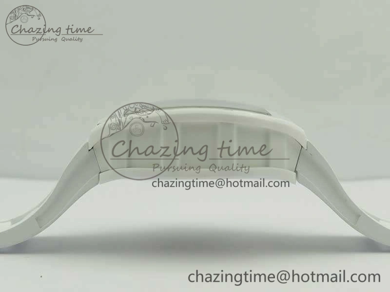 RM055 Real All White Ceramic KVF Best Edition Skeleton Dial White On Rubber Strap MIYOTA8215 V2