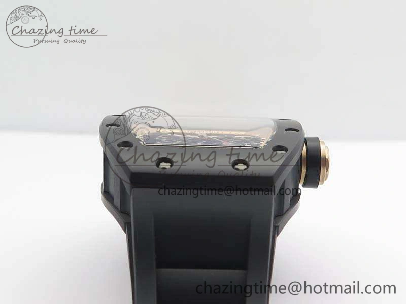 RM055 Real Ceramic Case KVF Best Edition Skeleton Dial RG Crown On Rubber Strap MIYOTA8215