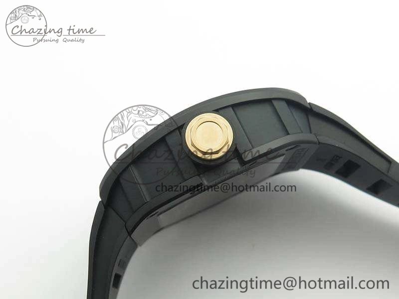RM055 Real Ceramic Case KVF Best Edition Skeleton Dial RG Crown On Rubber Strap MIYOTA8215