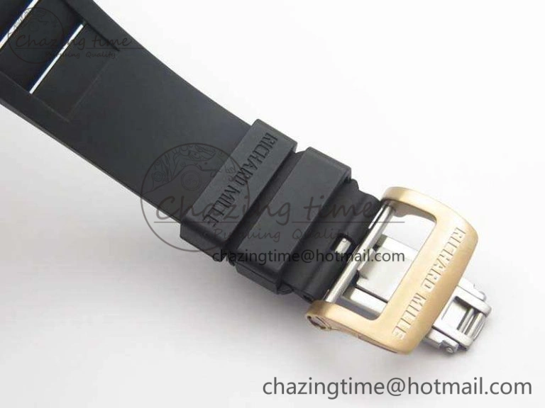 RM055 Real Ceramic Case KVF Best Edition Skeleton Dial RG Crown On Rubber Strap MIYOTA8215
