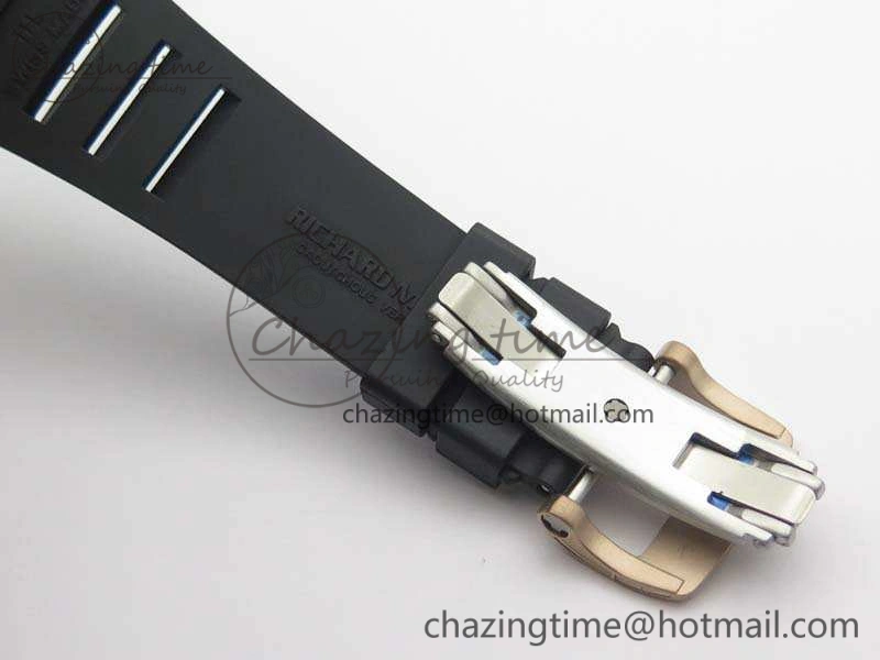 RM055 Real Ceramic Case KVF Best Edition Skeleton Dial RG Crown On Rubber Strap MIYOTA8215
