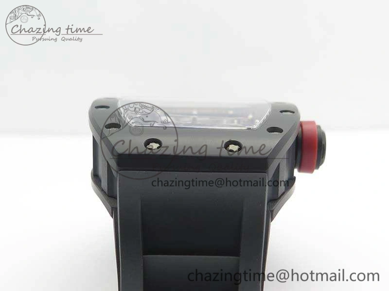 RM055 Real Ceramic Case KVF Best Edition Skeleton Dial Red Crown On Rubber Strap MIYOTA8215
