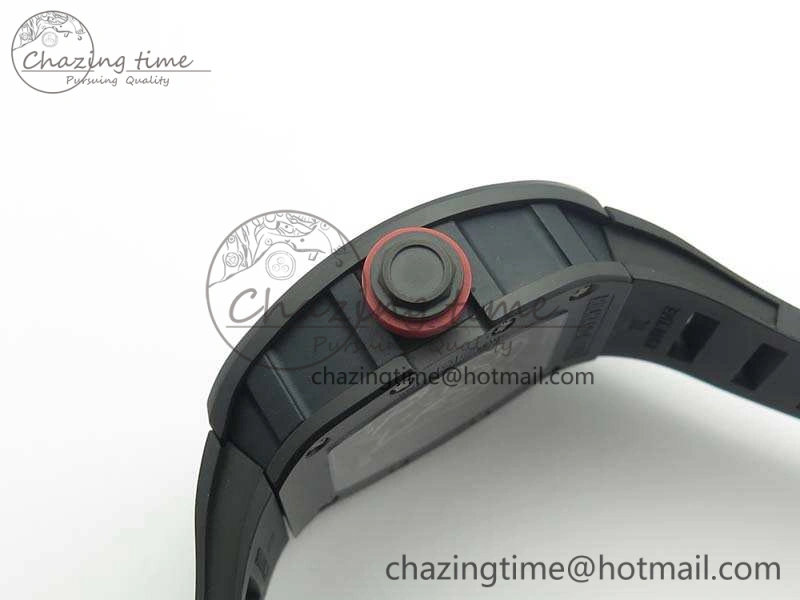 RM055 Real Ceramic Case KVF Best Edition Skeleton Dial Red Crown On Rubber Strap MIYOTA8215