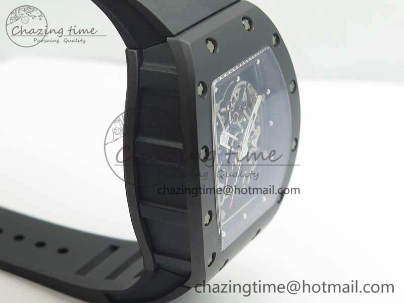 RM055 Real Ceramic Case KVF Best Edition Skeleton Dial Red Crown On Rubber Strap MIYOTA8215