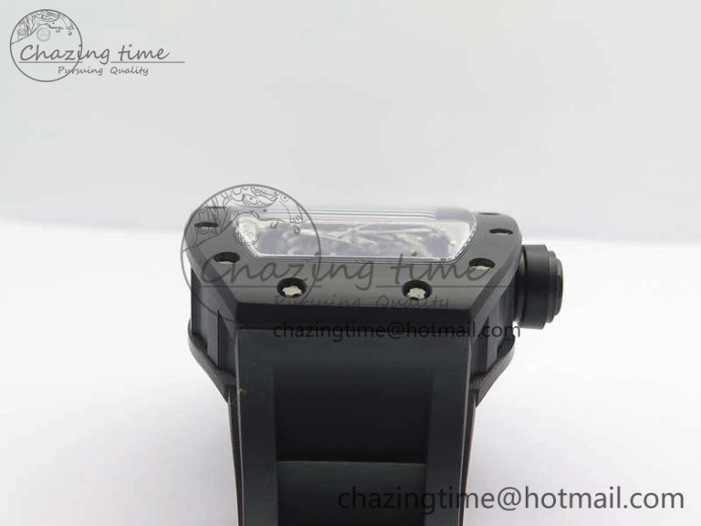 RM055 Real Ceramic Case KVF Best Edition Skeleton Dial White Inner Bezel On Rubber Strap MIYOTA8215