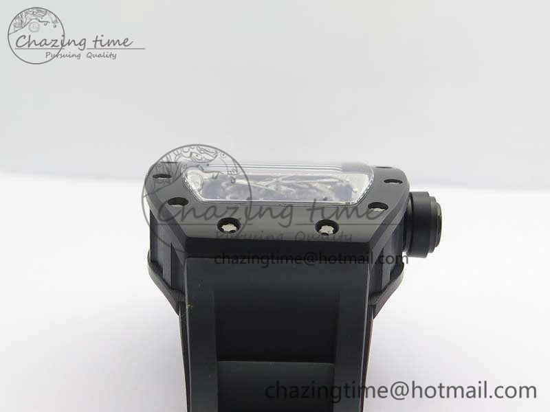 RM055 Real Ceramic Case KVF Best Edition Skeleton Dial White Inner Bezel On Rubber Strap MIYOTA8215