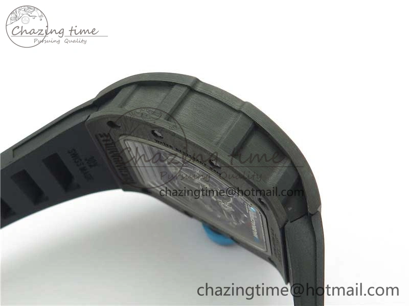 RM055 Real NTPT ZF 1:1 Best Edition Skeleton Dial on Black Rubber Strap SEIKO Movement