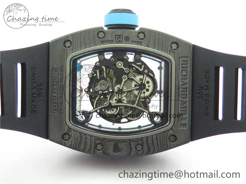 RM055 Real NTPT ZF 1:1 Best Edition Skeleton Dial on Black Rubber Strap SEIKO Movement