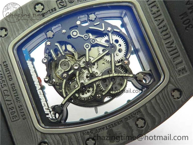 RM055 Real NTPT ZF 1:1 Best Edition Skeleton Dial on Black Rubber Strap SEIKO Movement