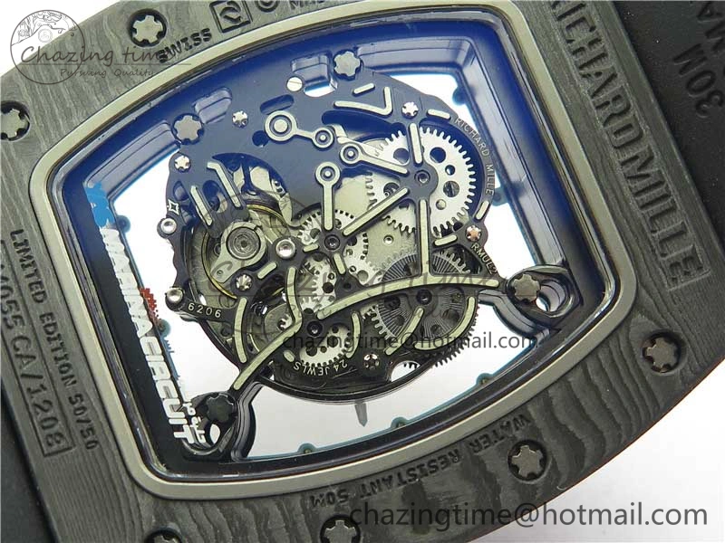 RM055 Real NTPT ZF 1:1 Best Edition Skeleton Dial on Black Rubber Strap SEIKO Movement