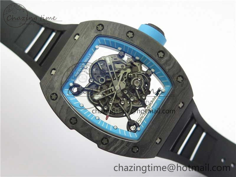 RM055 Real NTPT ZF 1:1 Best Edition Skeleton Dial on Black Rubber Strap SEIKO Movement