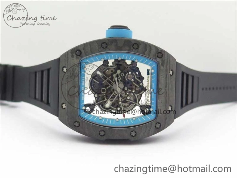 RM055 Real NTPT ZF 1:1 Best Edition Skeleton Dial on Black Rubber Strap SEIKO Movement