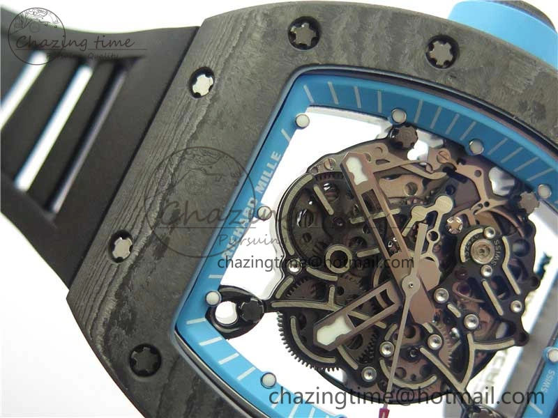 RM055 Real NTPT ZF 1:1 Best Edition Skeleton Dial on Black Rubber Strap SEIKO Movement