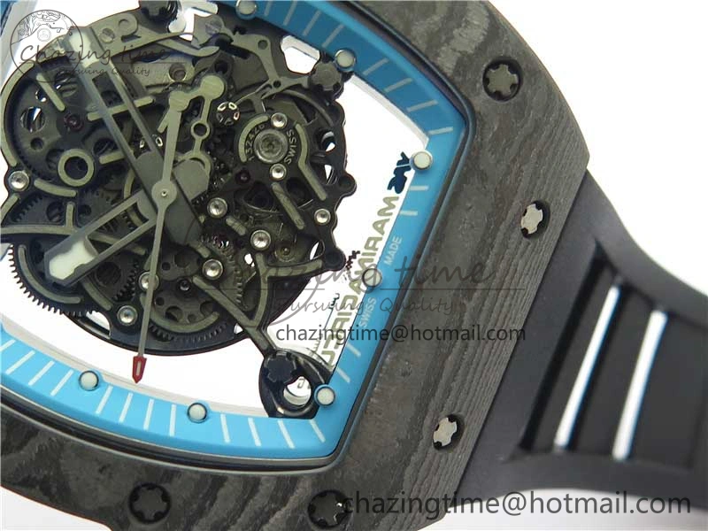 RM055 Real NTPT ZF 1:1 Best Edition Skeleton Dial on Black Rubber Strap SEIKO Movement