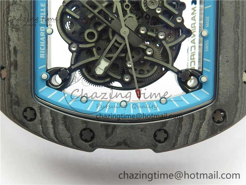 RM055 Real NTPT ZF 1:1 Best Edition Skeleton Dial on Black Rubber Strap SEIKO Movement