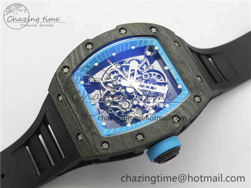 RM055 Real NTPT ZF 1:1 Best Edition Skeleton Dial on Black Rubber Strap SEIKO Movement