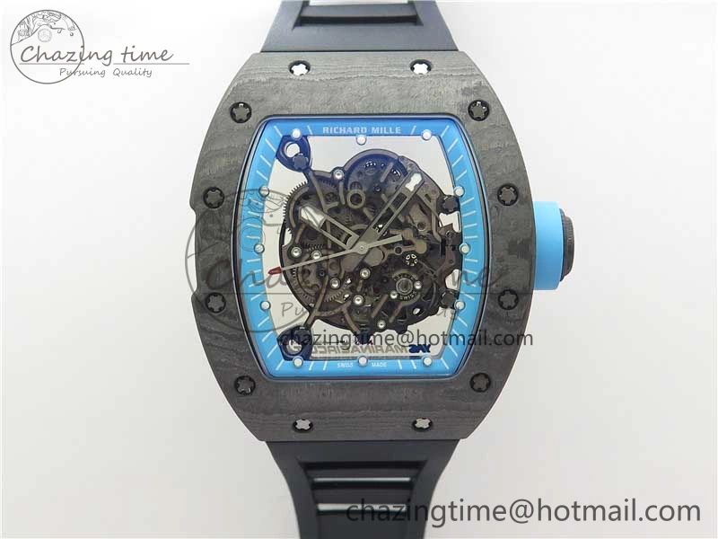 RM055 Real NTPT ZF 1:1 Best Edition Skeleton Dial on Black Rubber Strap SEIKO Movement