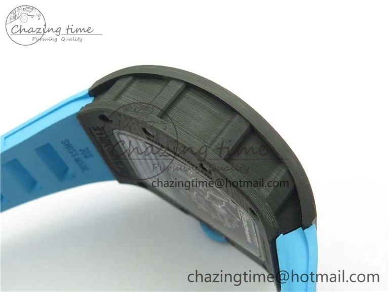 RM055 Real NTPT ZF 1:1 Best Edition Skeleton Dial on Blue Rubber Strap SEIKO Movement