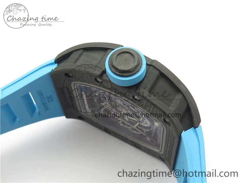RM055 Real NTPT ZF 1:1 Best Edition Skeleton Dial on Blue Rubber Strap SEIKO Movement