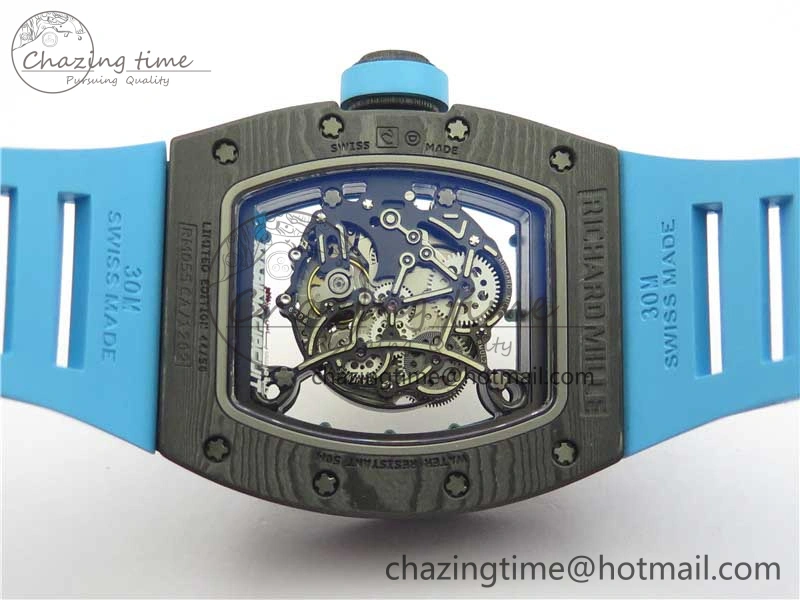 RM055 Real NTPT ZF 1:1 Best Edition Skeleton Dial on Blue Rubber Strap SEIKO Movement