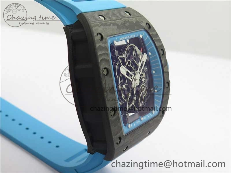 RM055 Real NTPT ZF 1:1 Best Edition Skeleton Dial on Blue Rubber Strap SEIKO Movement