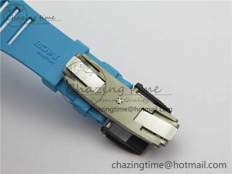 RM055 Real NTPT ZF 1:1 Best Edition Skeleton Dial on Blue Rubber Strap SEIKO Movement