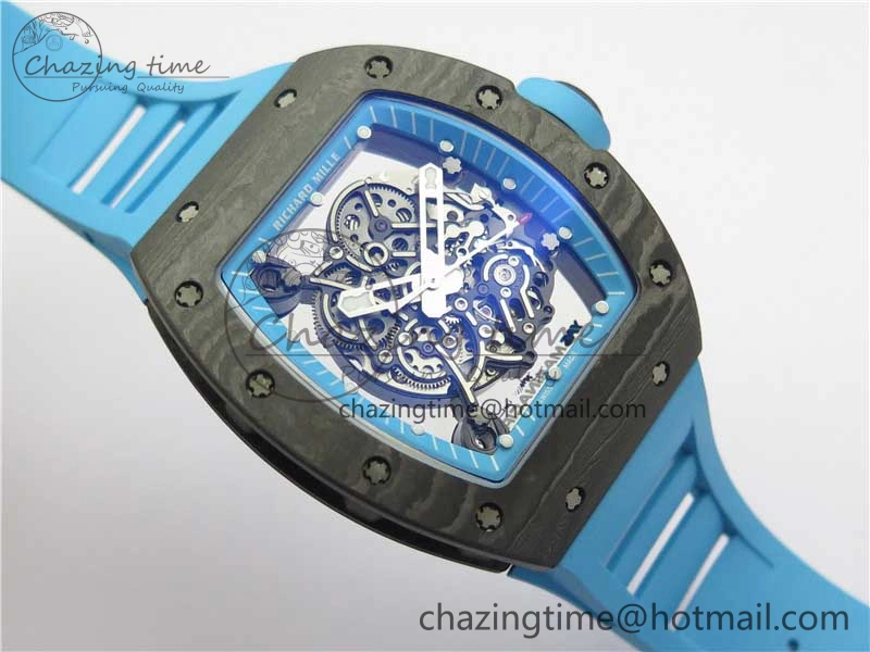RM055 Real NTPT ZF 1:1 Best Edition Skeleton Dial on Blue Rubber Strap SEIKO Movement