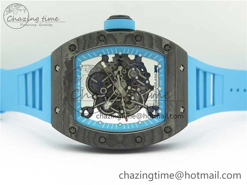 RM055 Real NTPT ZF 1:1 Best Edition Skeleton Dial on Blue Rubber Strap SEIKO Movement