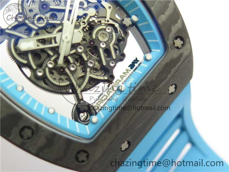 RM055 Real NTPT ZF 1:1 Best Edition Skeleton Dial on Blue Rubber Strap SEIKO Movement