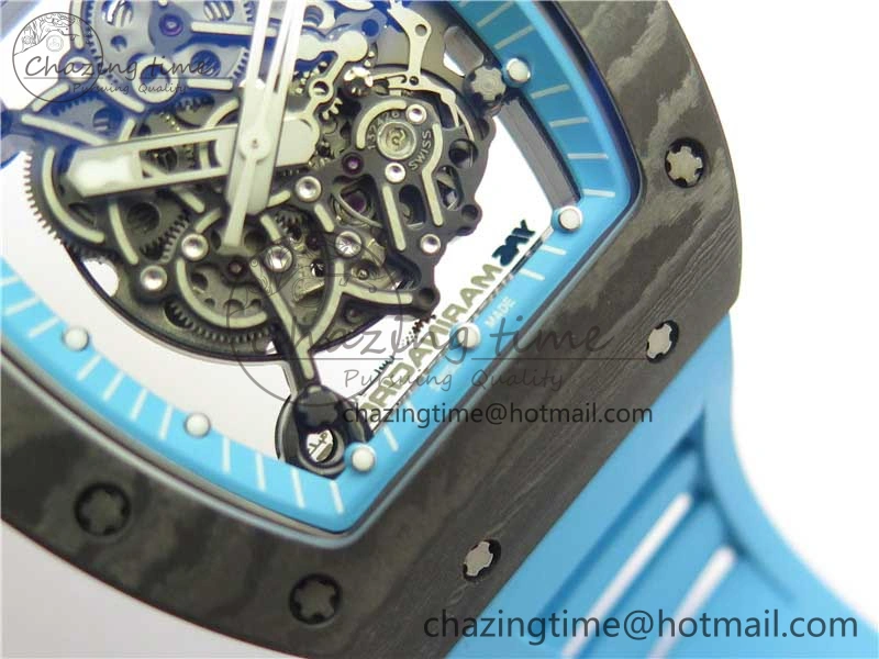 RM055 Real NTPT ZF 1:1 Best Edition Skeleton Dial on Blue Rubber Strap SEIKO Movement