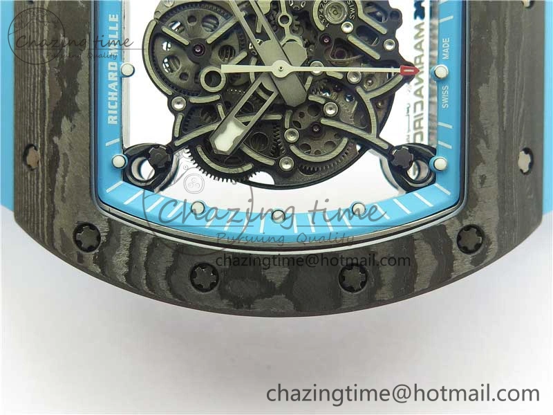 RM055 Real NTPT ZF 1:1 Best Edition Skeleton Dial on Blue Rubber Strap SEIKO Movement