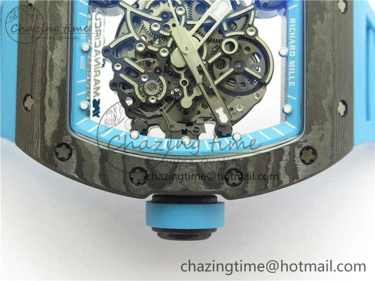 RM055 Real NTPT ZF 1:1 Best Edition Skeleton Dial on Blue Rubber Strap SEIKO Movement