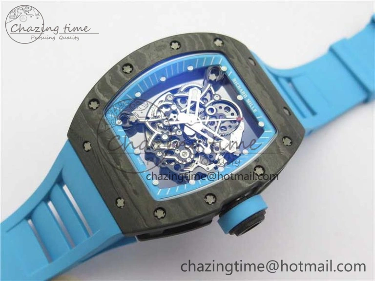 RM055 Real NTPT ZF 1:1 Best Edition Skeleton Dial on Blue Rubber Strap SEIKO Movement