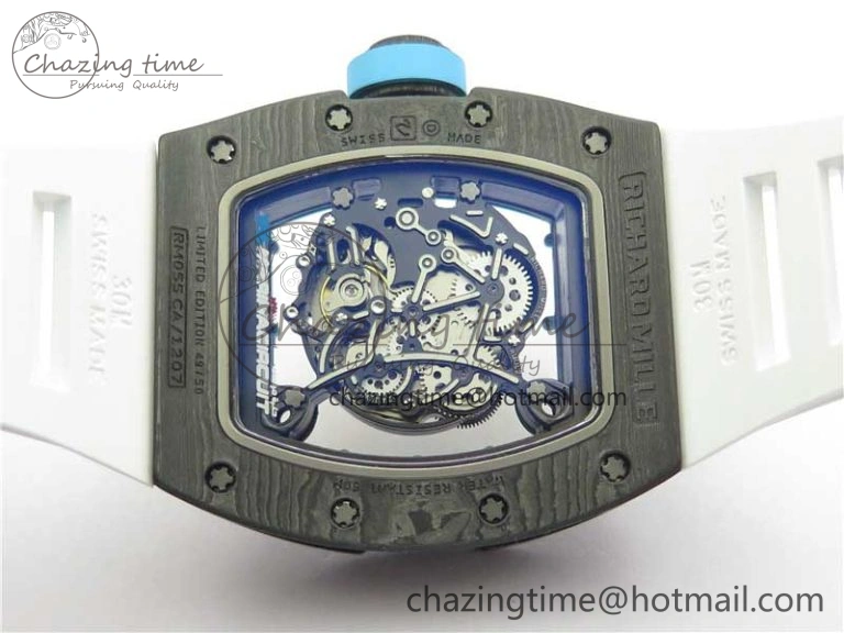 RM055 Real NTPT ZF 1:1 Best Edition Skeleton Dial on White Rubber Strap SEIKO Movement