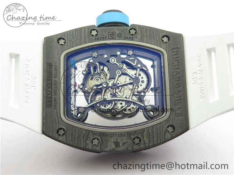 RM055 Real NTPT ZF 1:1 Best Edition Skeleton Dial on White Rubber Strap SEIKO Movement