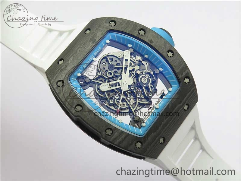 RM055 Real NTPT ZF 1:1 Best Edition Skeleton Dial on White Rubber Strap SEIKO Movement