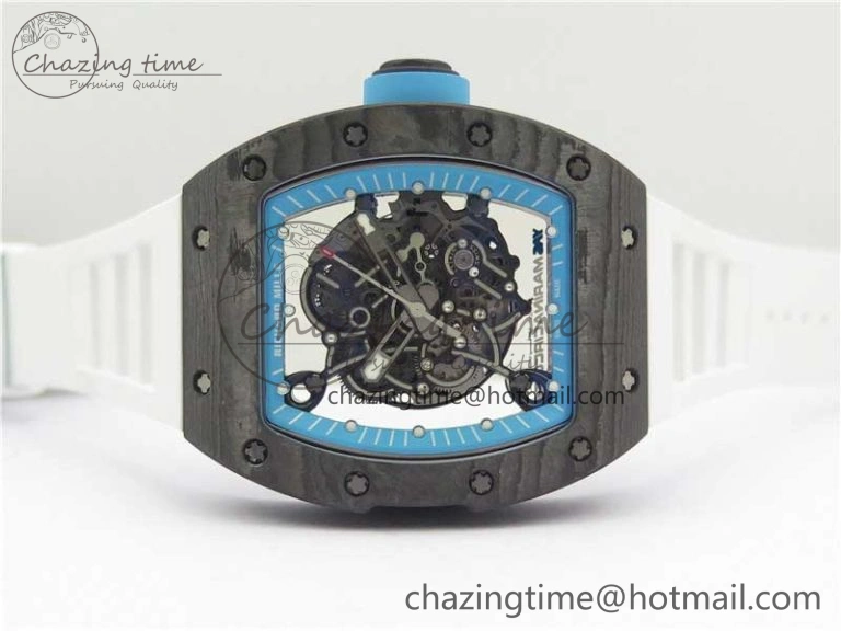 RM055 Real NTPT ZF 1:1 Best Edition Skeleton Dial on White Rubber Strap SEIKO Movement