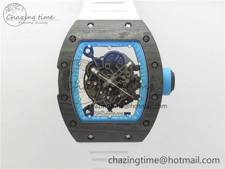 RM055 Real NTPT ZF 1:1 Best Edition Skeleton Dial on White Rubber Strap SEIKO Movement