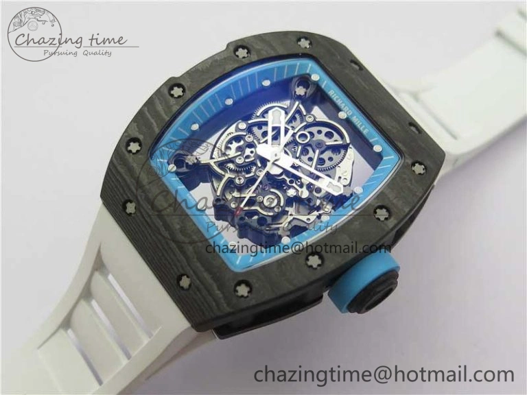RM055 Real NTPT ZF 1:1 Best Edition Skeleton Dial on White Rubber Strap SEIKO Movement